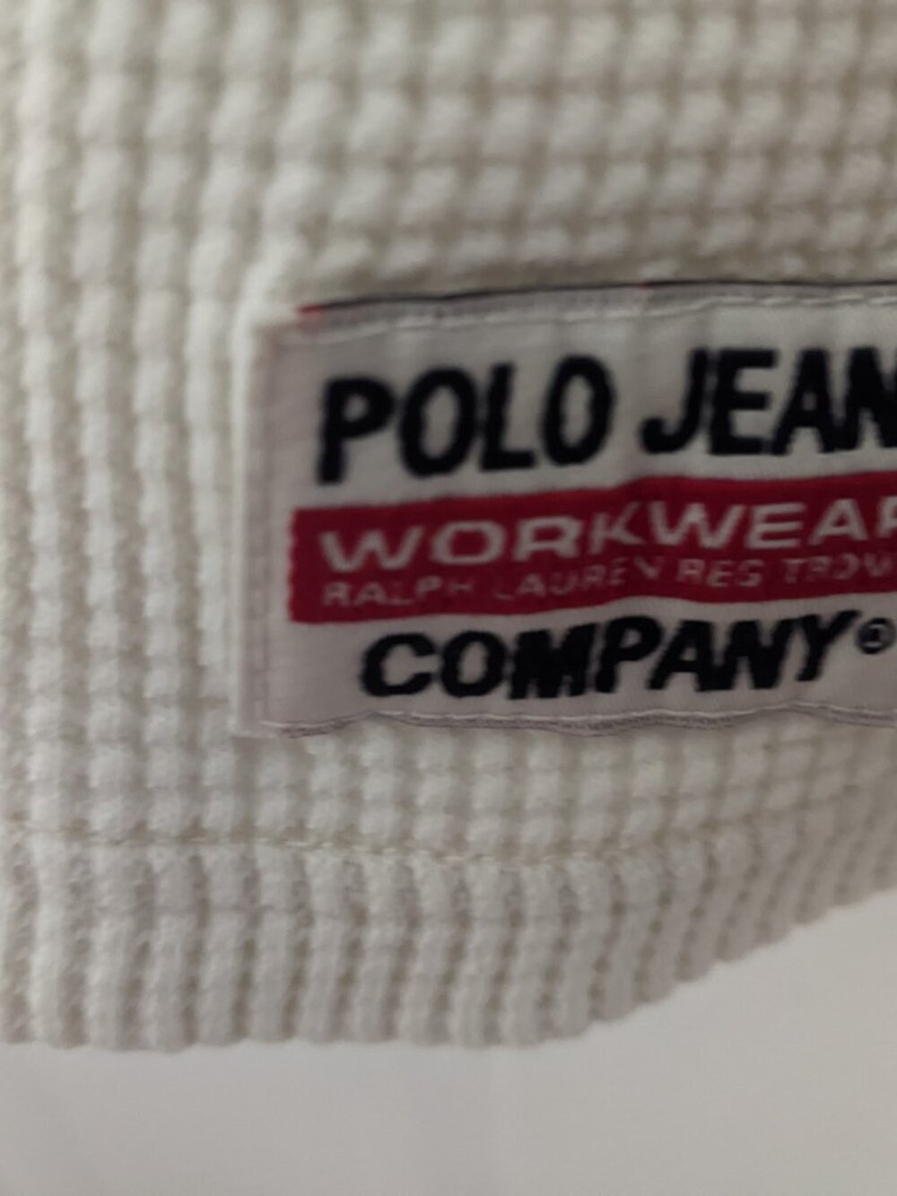 RALPH LAUREN POLO JEANS CO. MEN LONG SLEEVE WAFFLE THERMAL SHIRT IVORY SIZE M - Picture 5 of 5